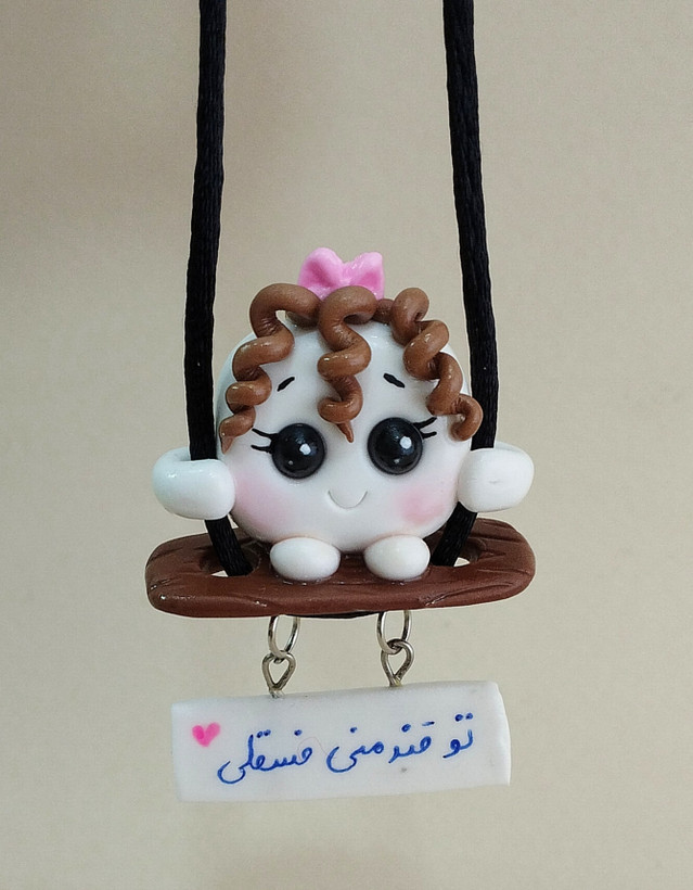 آویز اینه ماشین طرح قند دست ساز با خمیر پلیمری